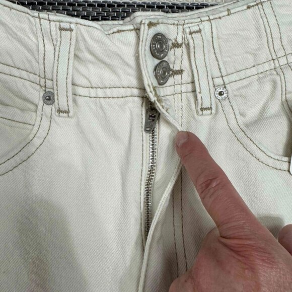 Free People We The Free Aster Straight Leg Jeans 100% Cotton‎ Cream Size 26 - Picture 3 of 16